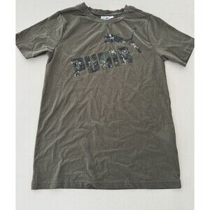 PUMA Sports T-Shirt Green Short Sleeve Boys M 10-12